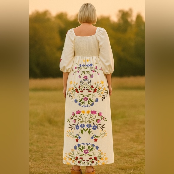 Printed Floral Maxi Dress in Cream- Missing internal and external tags - Picture 2 of 2